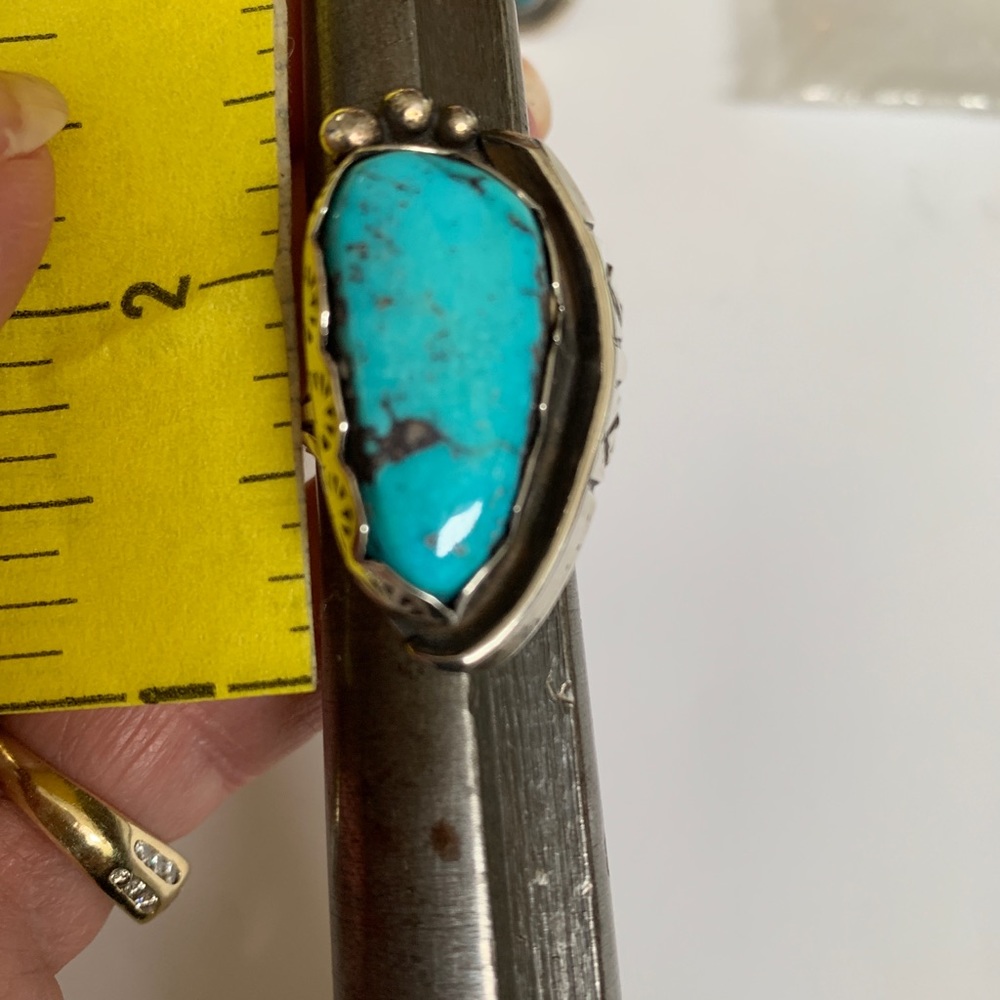 Vintage Turquoise Sterling Silver/925 Ring  Size 6 - Picture 4 of 9